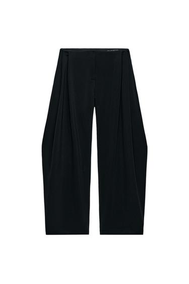 بنطلون واسع بثنيات ZW COLLECTION - أسود الخاص بـ Zara