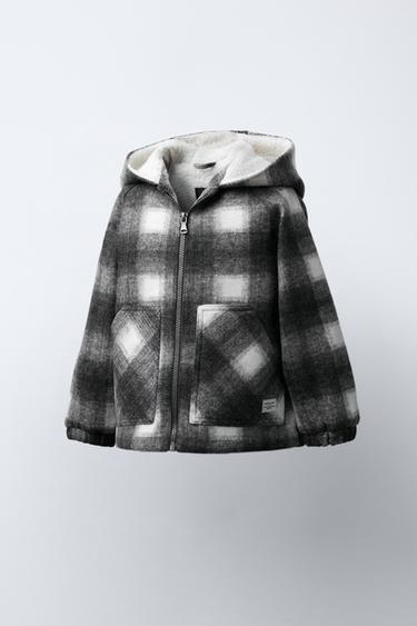MANTEAU EFFET MOUTON À CARREAUX - Écru / Noir de Zara - Image 1