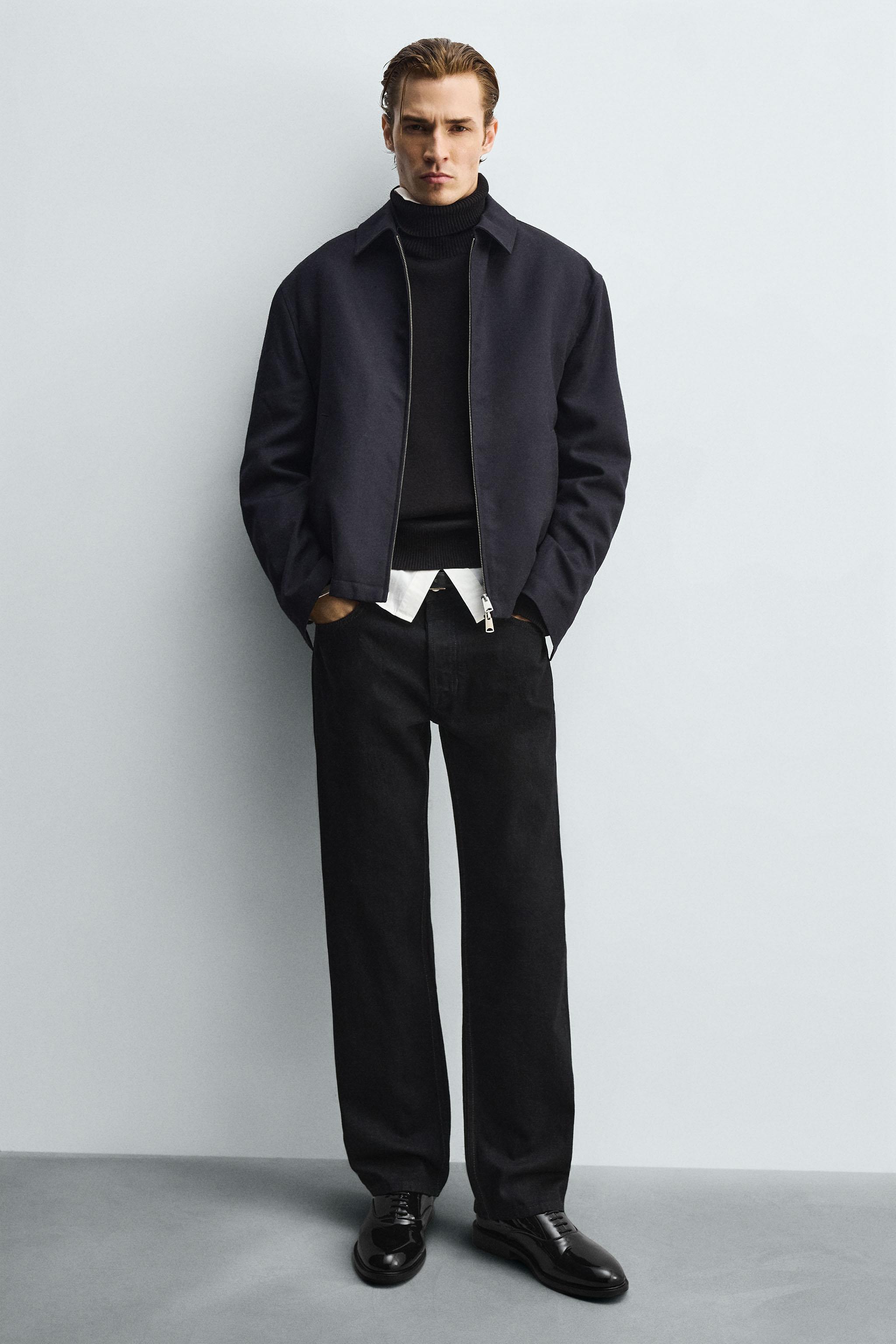 PATENT LEATHER EFFECT DRESS SHOES — Black