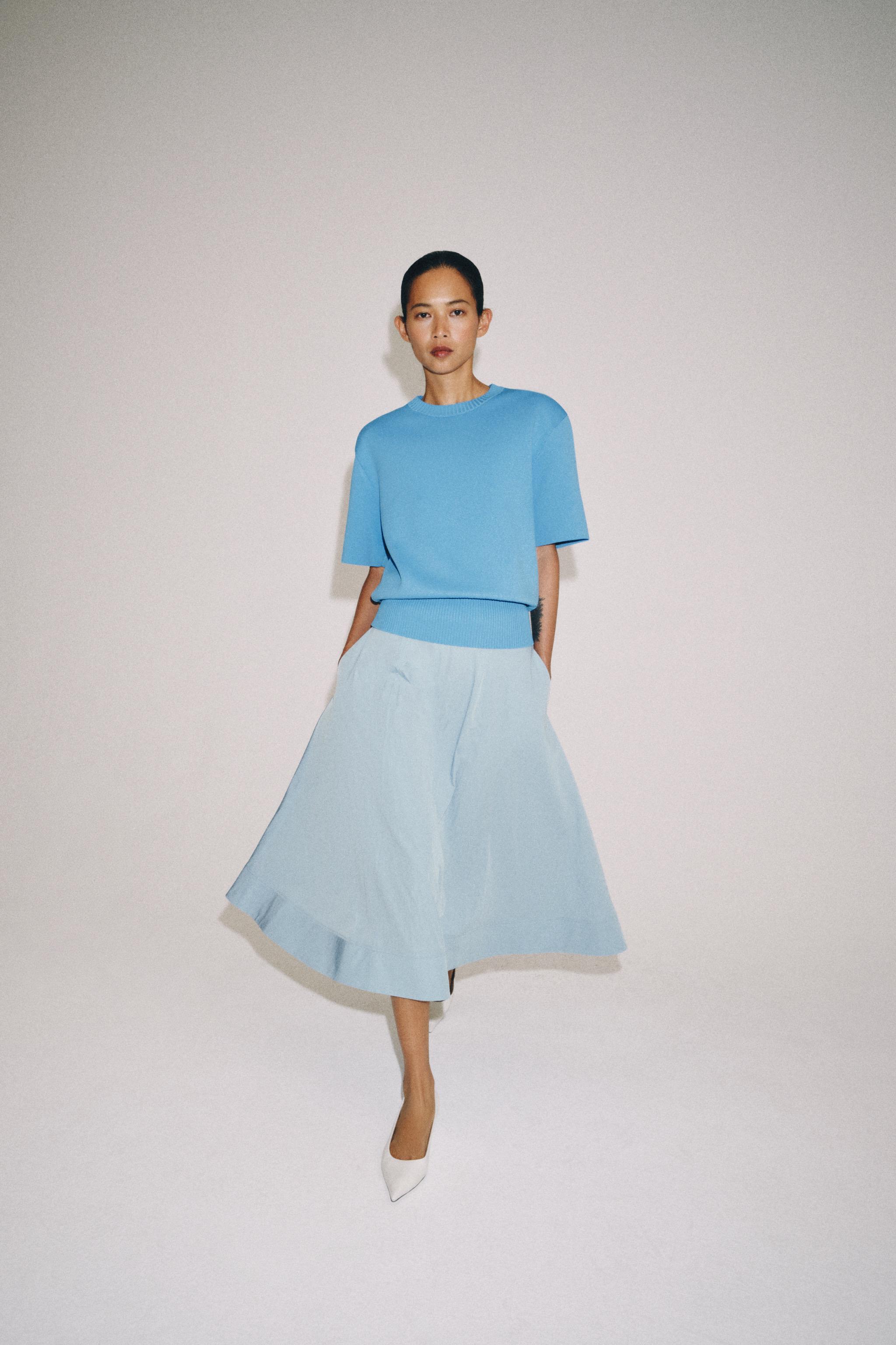 ママZARAセット ZW COLLECTION CAPE MIDI SKIRT - Light blue | ZARA United States