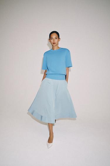 ZW COLLECTION CAPE MIDI SKIRT - Light blue by Zara - Image 3