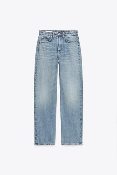 Zara KÕRGE VÖÖKOHAGA TEKSAD TRF MOM FIT - Light blue