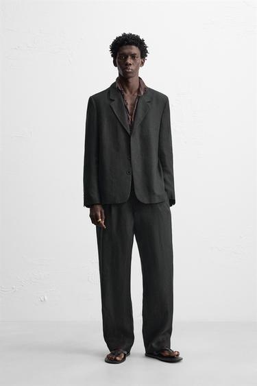100% LINEN SUIT TROUSERS - Black by Zara