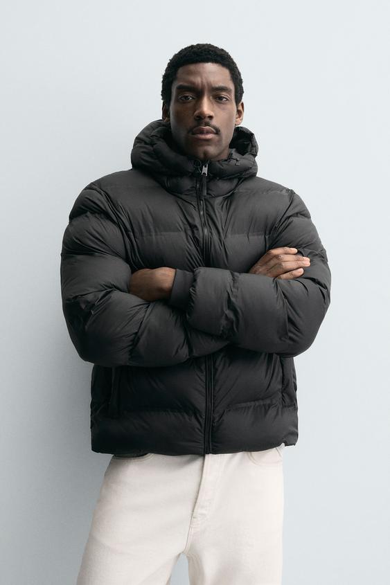 WATER-REPELLENT HOODIE PUFFER JACKET
