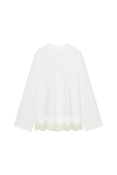 GECOMBINEERD T-SHIRT MET KANT - Wit van Zara