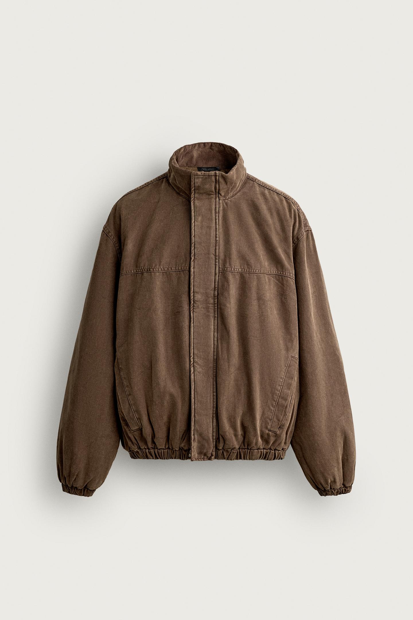 Мужская куртка Zara Washed Quilted, цвет: Серо-коричневый коричневый — фото 6
