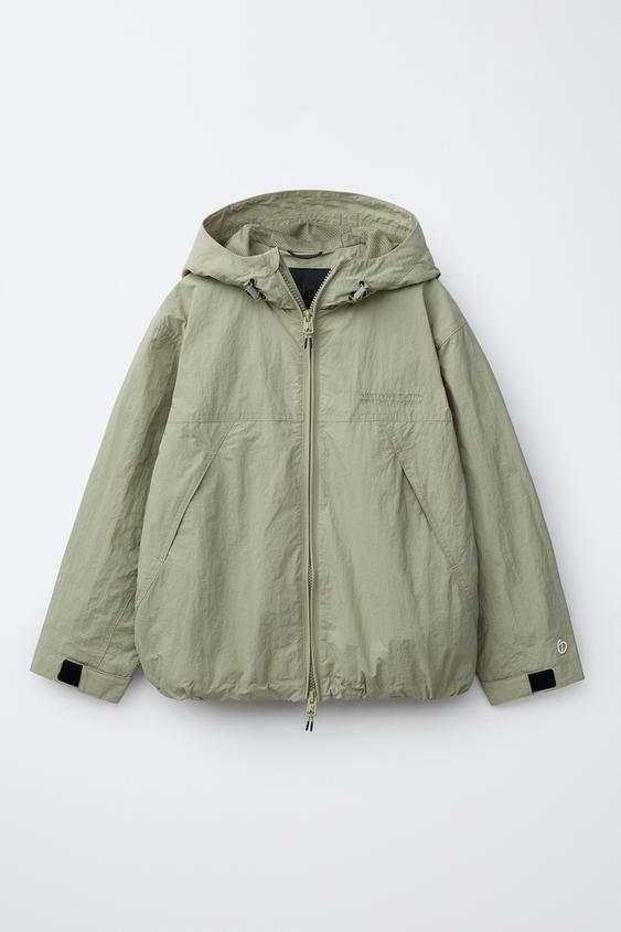 WATER-REPELLENT HOODED RAINCOAT - Greenish by Zara - Image 0