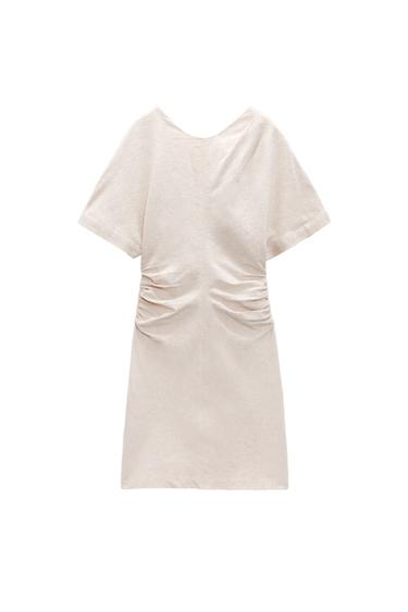 VESTIDO CORTO CON LINO