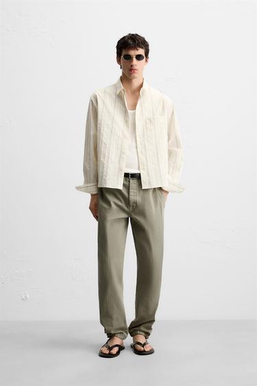 Zara 對比條紋襯衫 - 磨白色