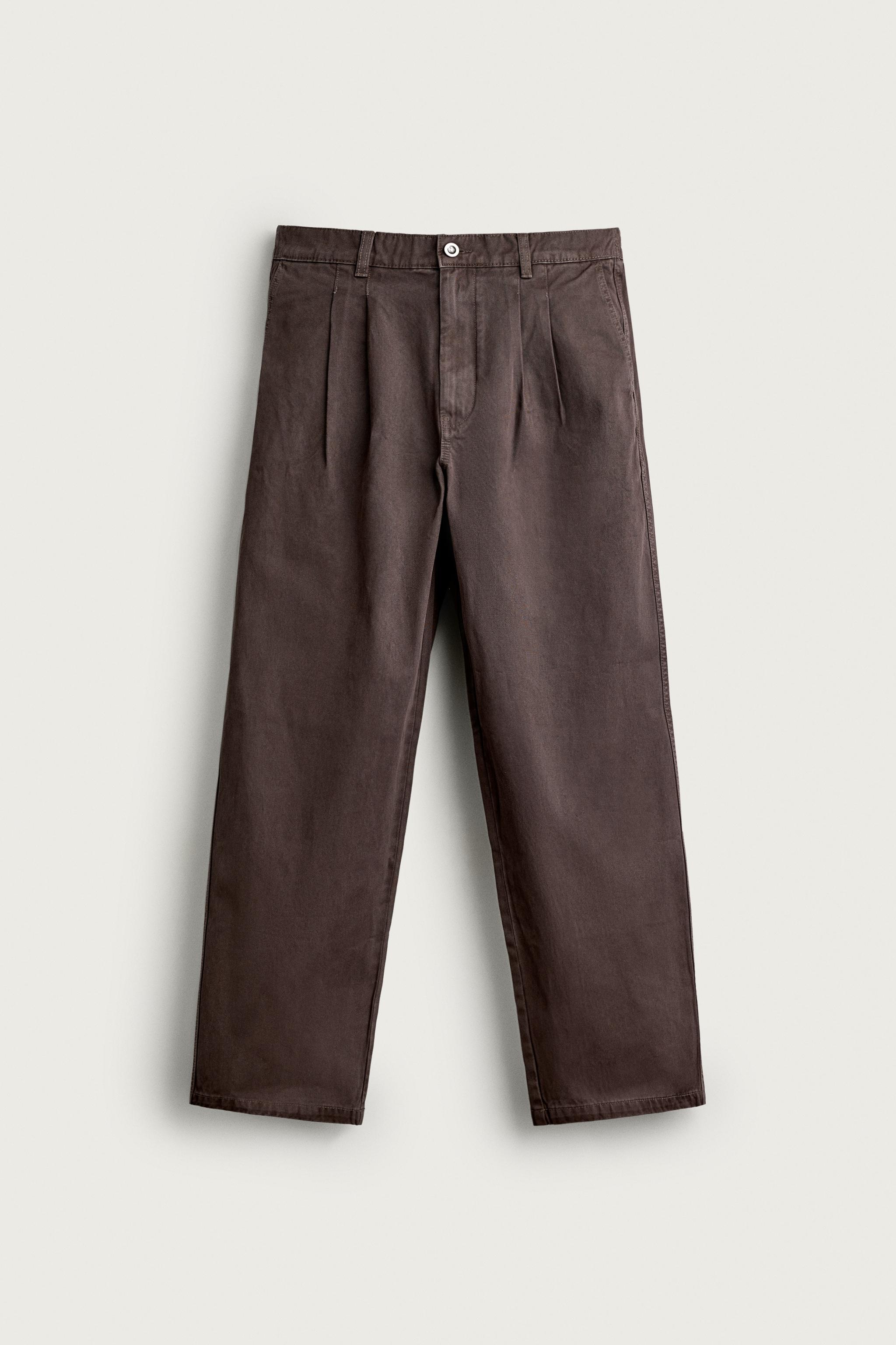 Zara SOLUK EFEKTLİ PİLİLİ RELAXED FIT PANTOLON görsel 7