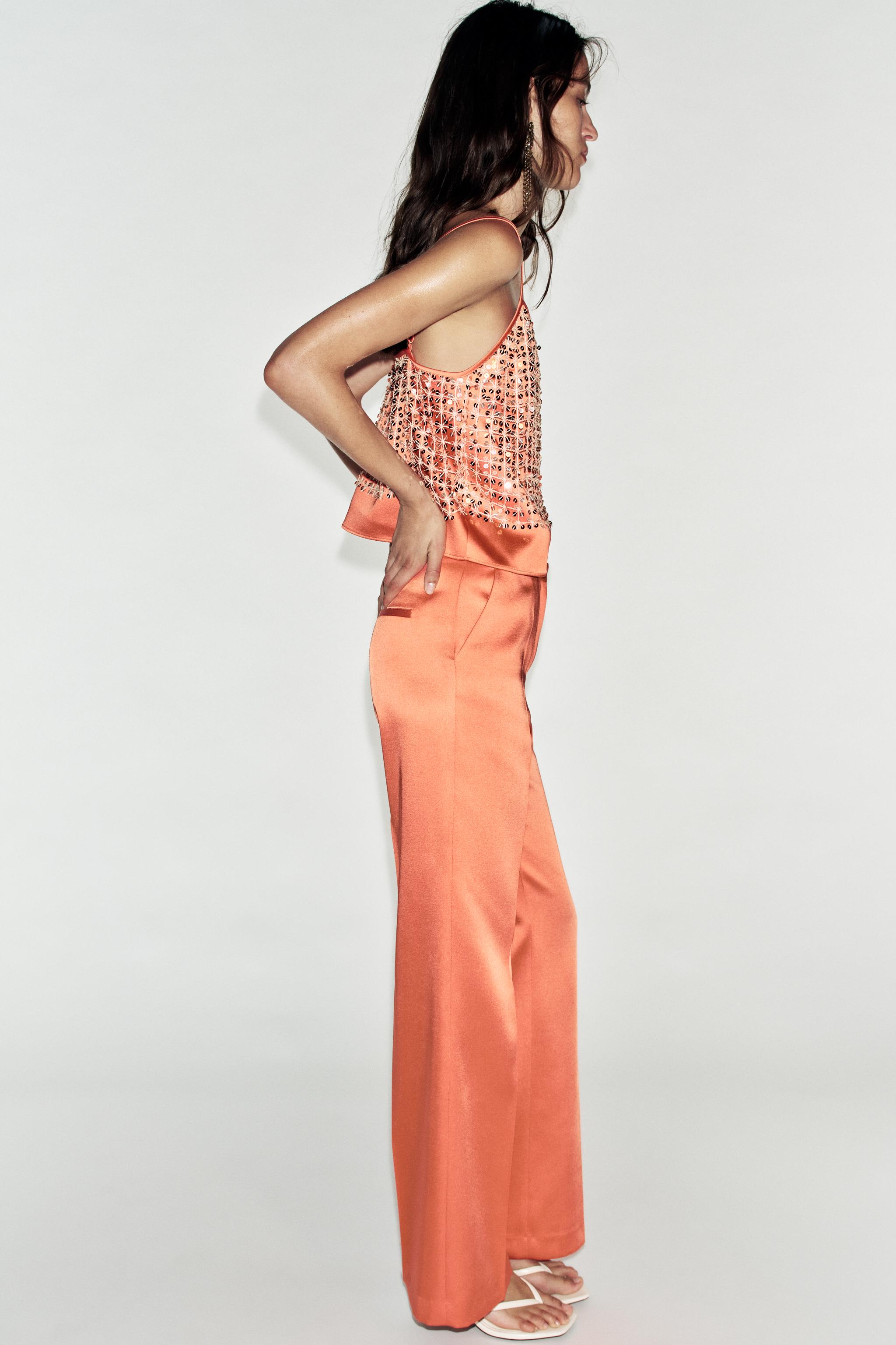 SATIN STRAIGHT-LEG TROUSERS