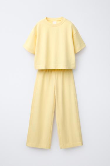 TOTAL LOOK CAMISETA Y PANTALÓN WIDE LEG - Crudo medio de Zara