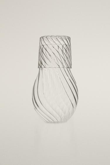 Zara GLASS BEDSIDE CARAFE AND TUMBLER SET - Transparent - Image 0