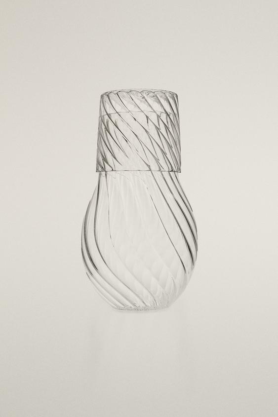 BOTTLE AND STRIPED TUMBLER NIGHT SET - Transparent by Zara - Image 0