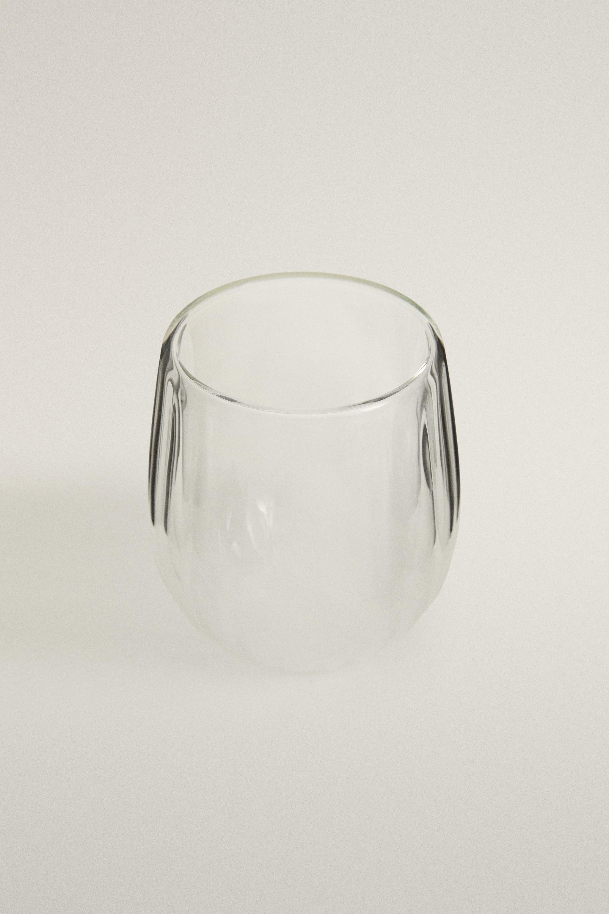 BOROSILICATE DOUBLE-WALL TUMBLER WITH LINES — Transparent