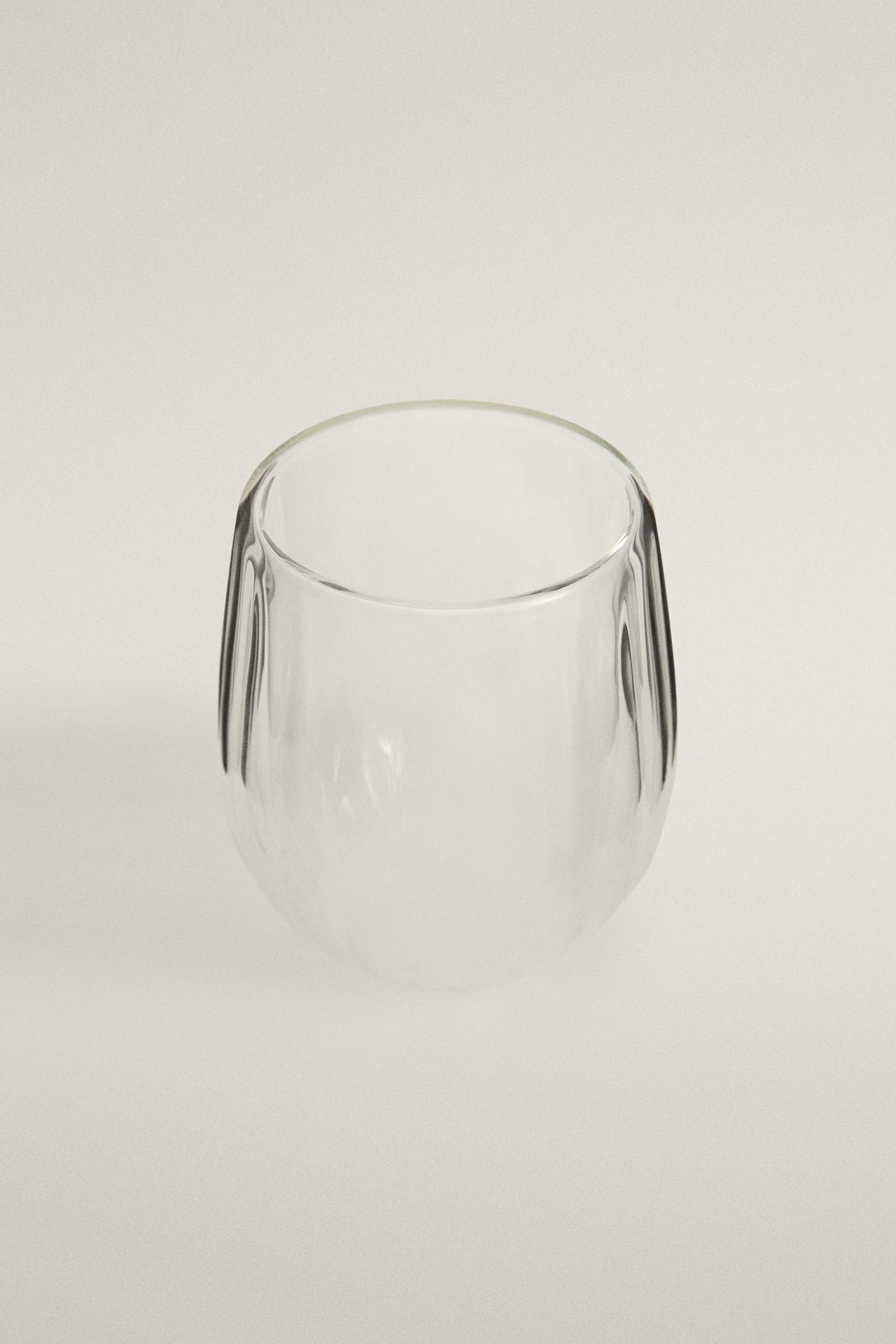 BOROSILICATE DOUBLE-WALL TUMBLER WITH LINES — Transparent