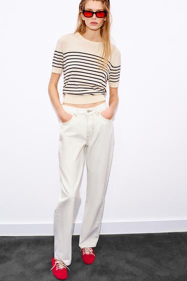 STRIPED SHORT SLEEVE KNIT JUMPER - striped by Zara