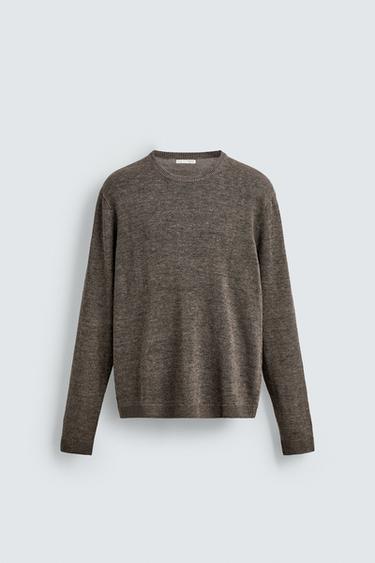 PULOVËR REGULAR FIT 100% LINO - Kafe/miu nga Zara