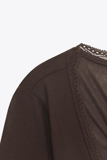 TOP À LACETS ET FRONCES - Marron de Zara - Image 8