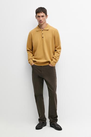 Jersey polo mezcla lana cashmere - Mostaza de Zara - Imagen 0