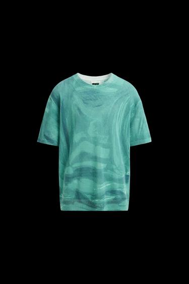 Zara GRAPHIC PRINT KNIT T-SHIRT © OTIS KWAME KYE QUAICOE - Blue