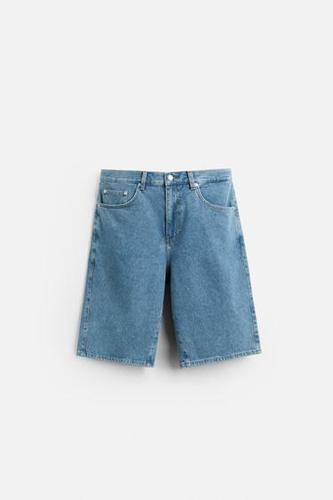 BERMUDA EN JEAN COUPE BAGGY - Bleu ciel de Zara