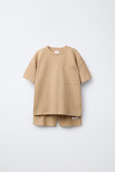 AGES 6-14/ PLAIN TEXTURED PYJAMAS - Caramel by Zara - Image 0