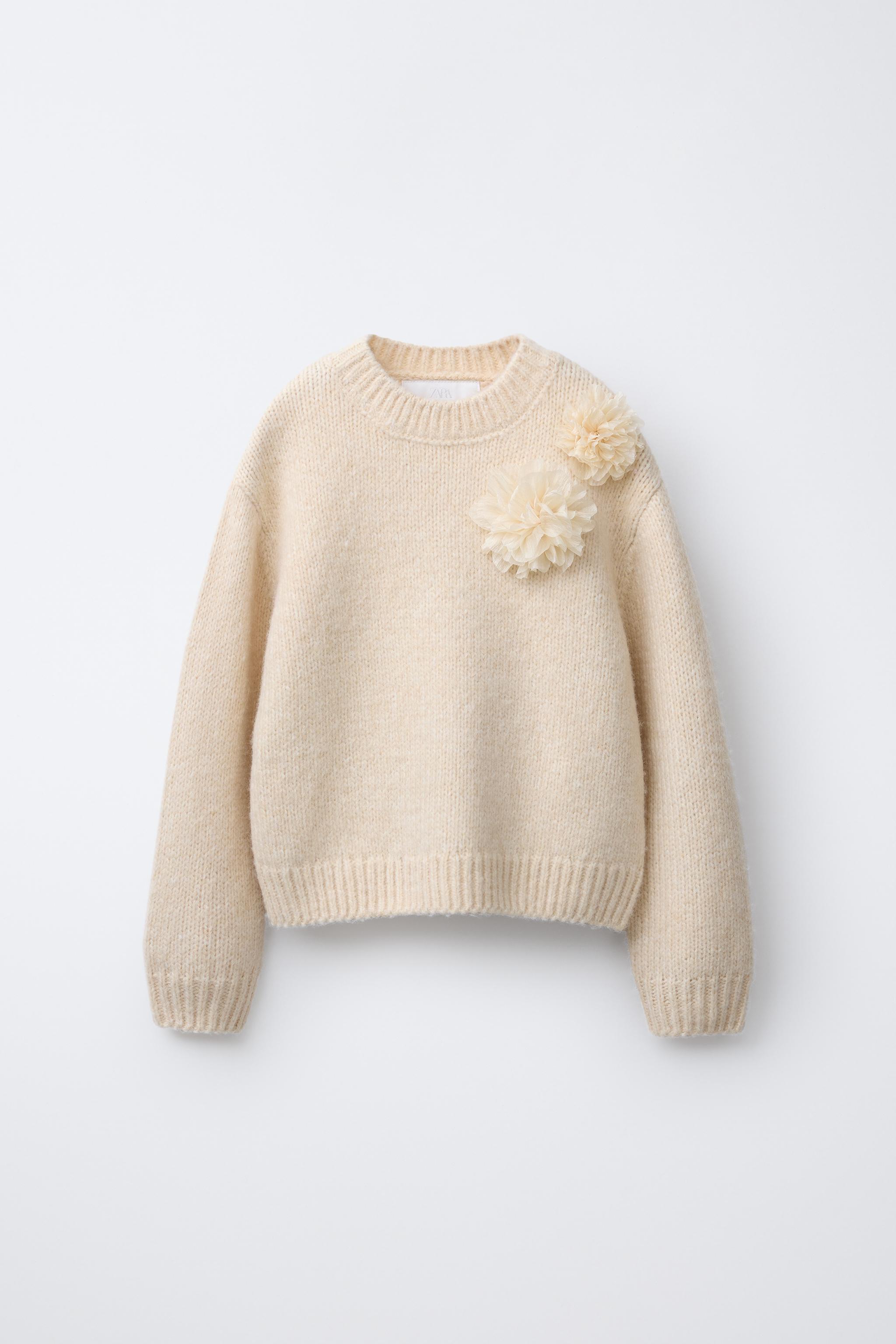 KNIT ORGANZA FLORAL SWEATER