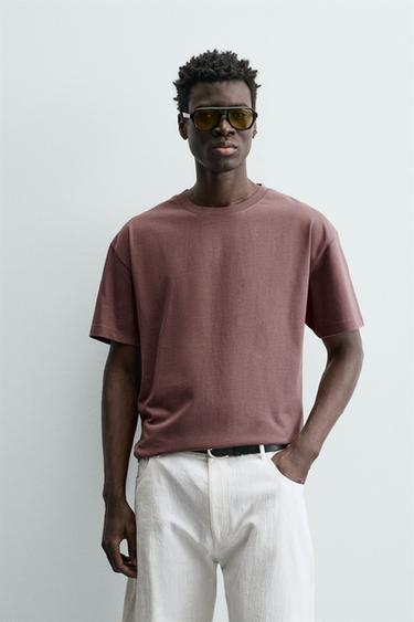 CAMISETA HEAVYWEIGHT REGULAR FIT - Malva empolvado de Zara