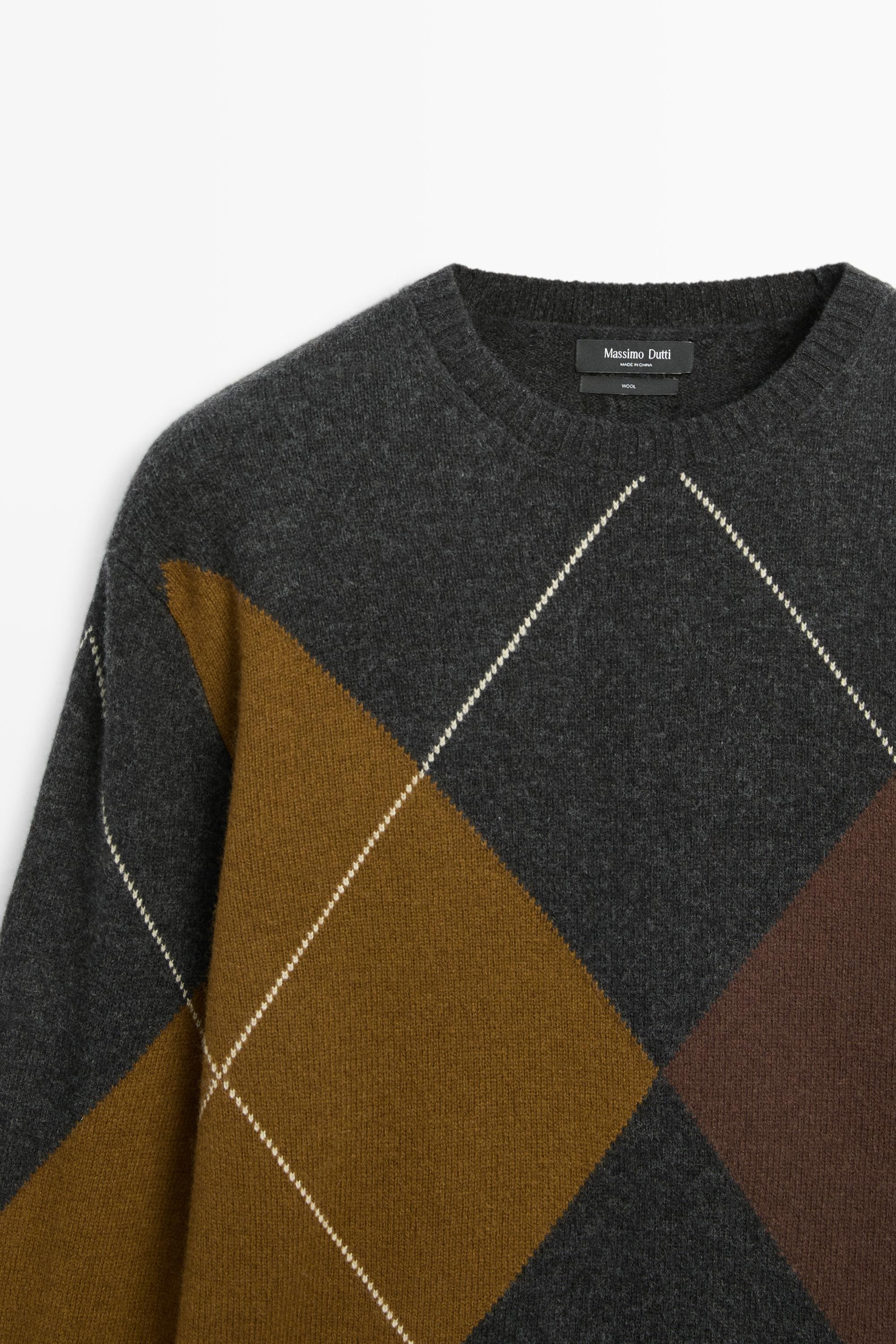 Pull à losanges en maille 100 % laine