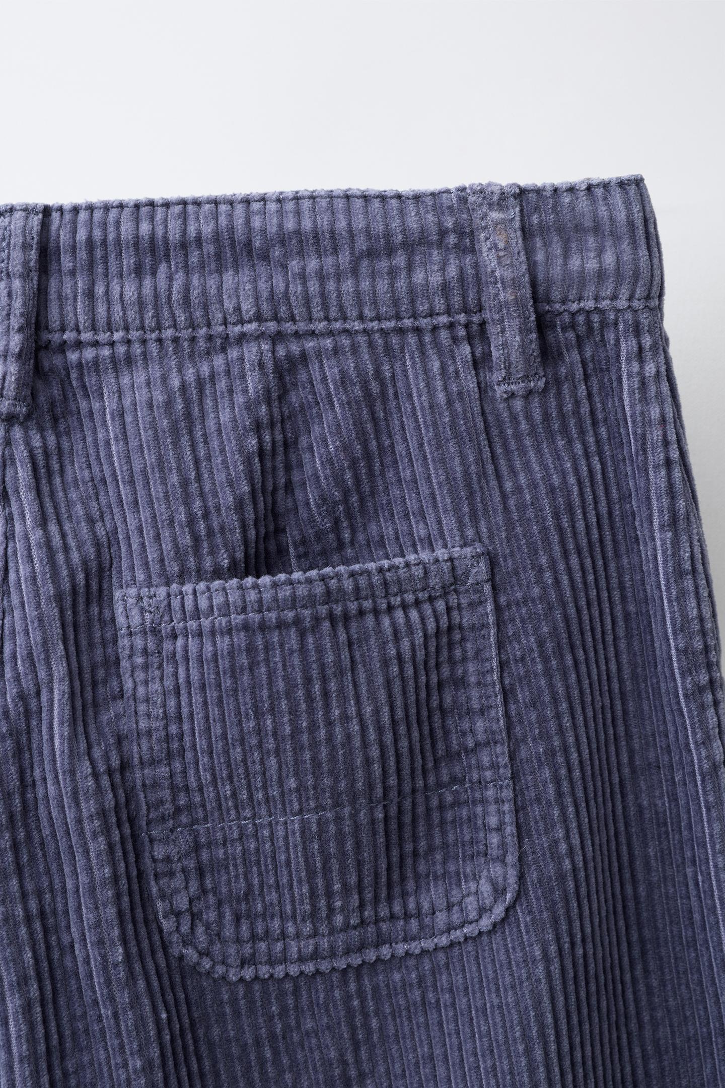 Детские брюки Zara Baggy Corduroy Pants with Darts, цвет: Синий / Стальной — фото 4