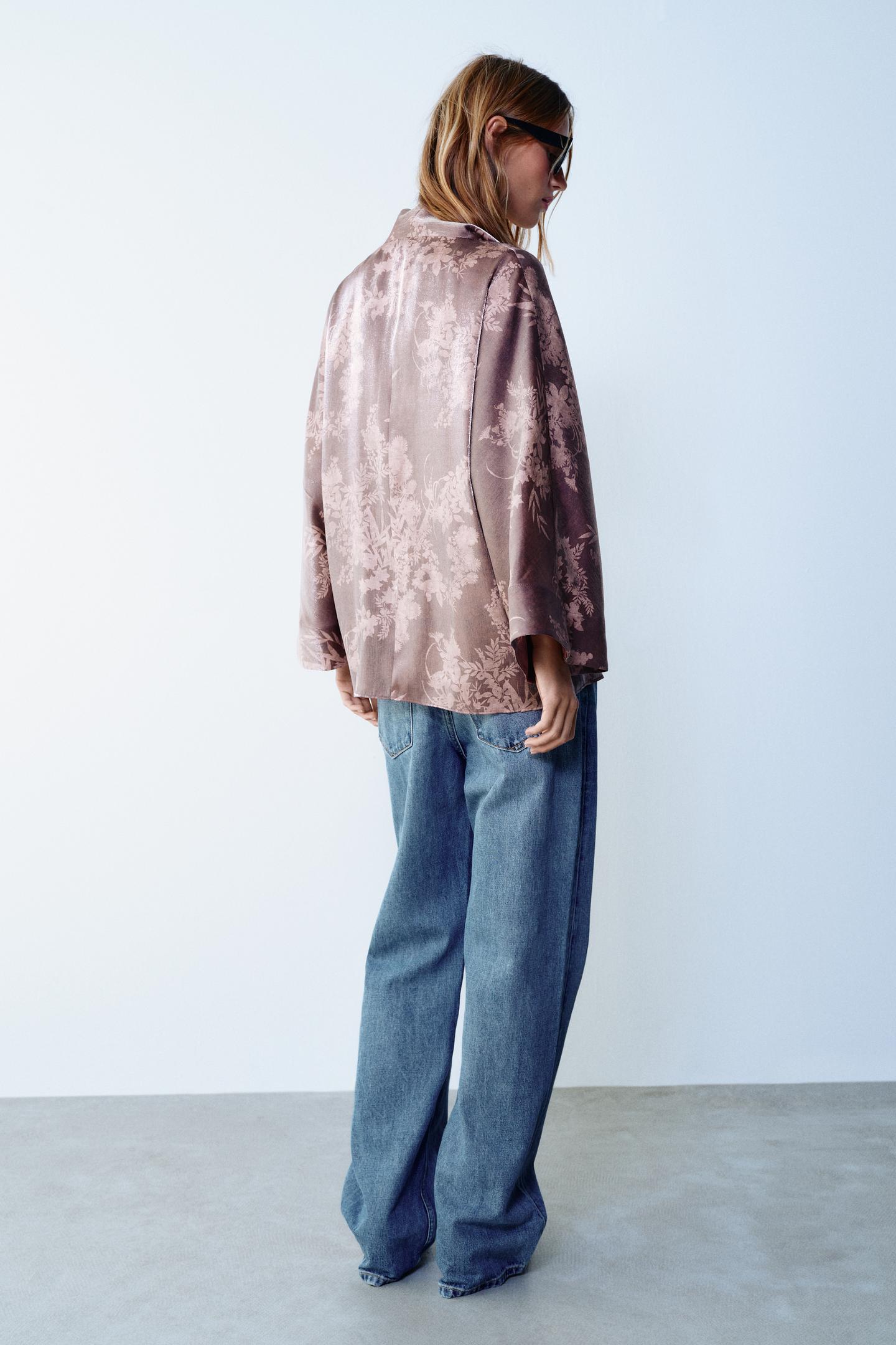 Женская рубашка Zara Printed Wide-Sleeve, цвет: Разноцветный — фото 6