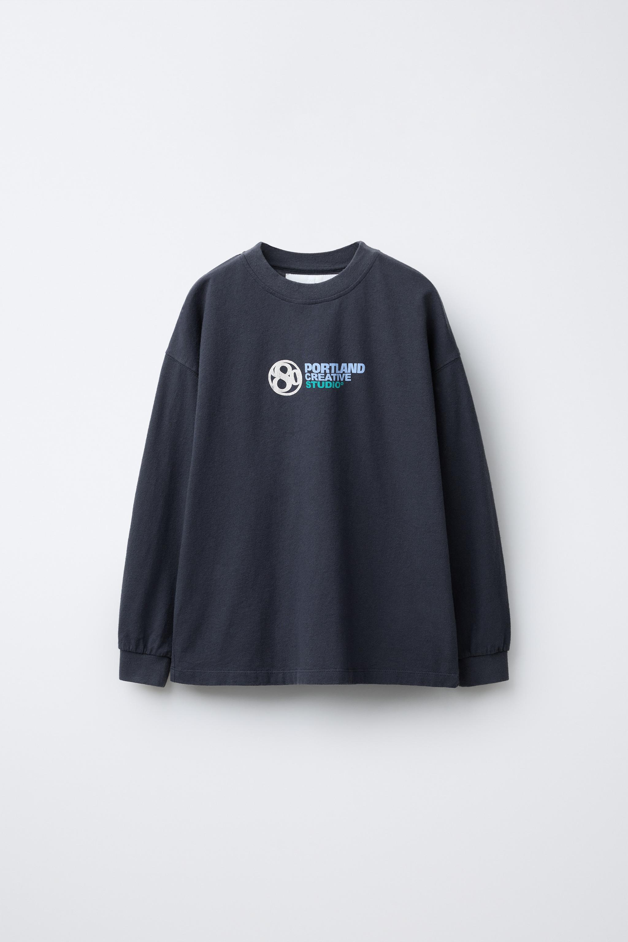 user_476c693b様 エンボス加工テキストTシャツ - ブルー | ZARA Japan / 日本