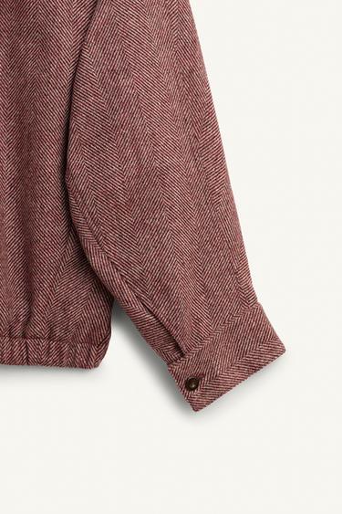 LIMITED EDITION WOOL HERRINGBONE JACKET - Burgundy by Zara - Image 8