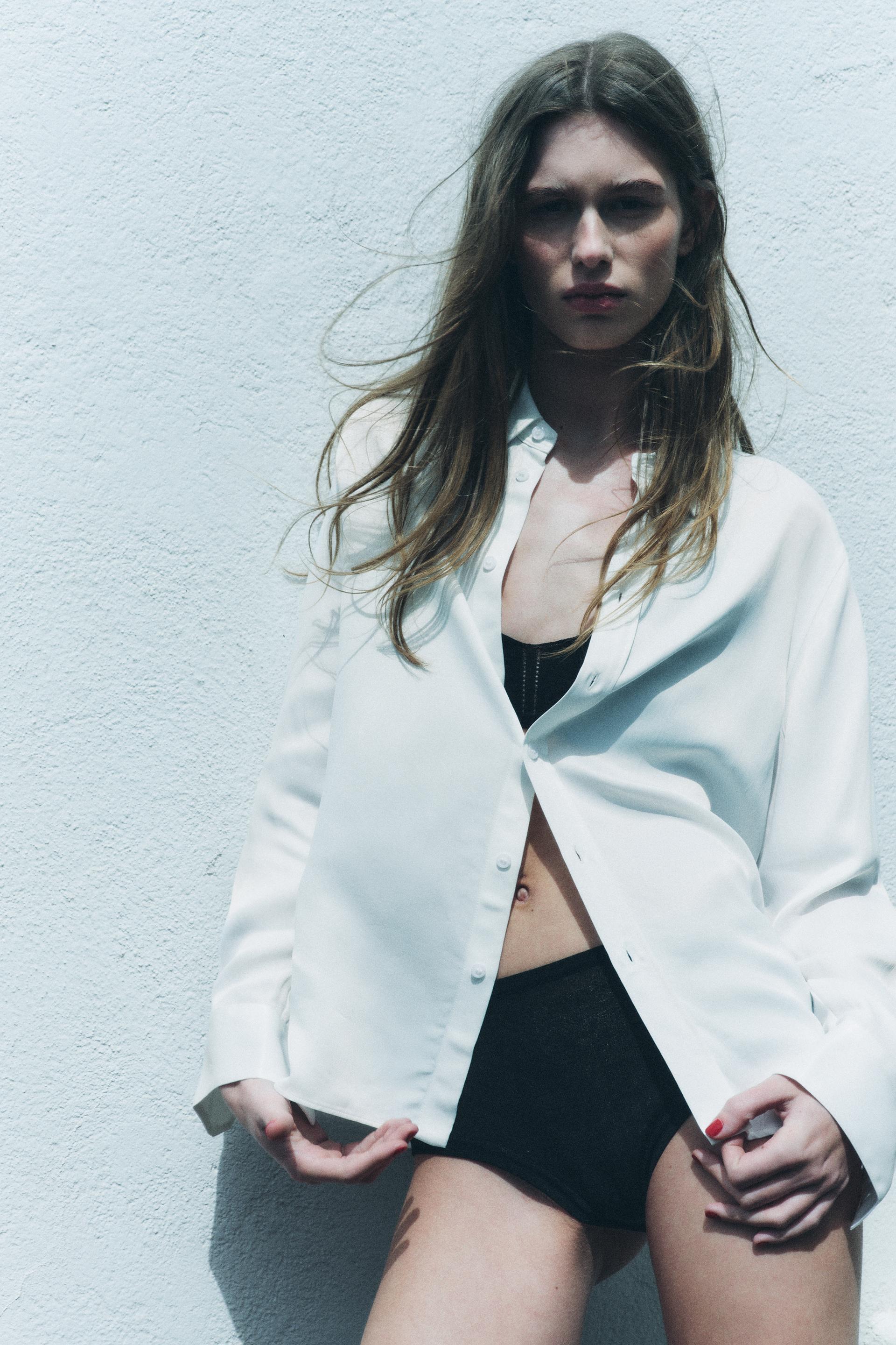 ZW COLLECTION SLIM FIT SATIN SHIRT Ecru ZARA Singapore