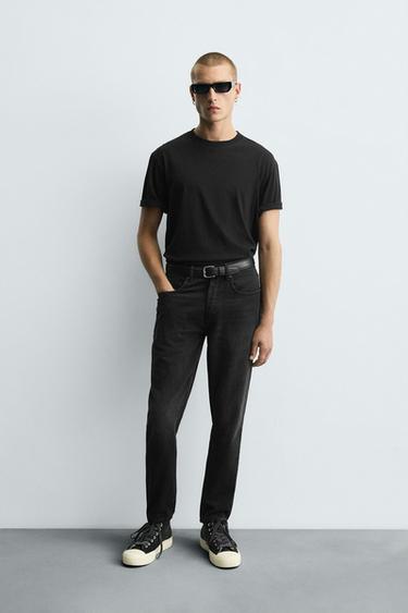 JEANS SLIM FIT CROPPED - Preto da Zara