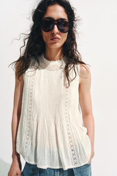 ZW COLLECTION ռոմանտիկ վերնաշապիկ - Սպիտակ Zara-ից