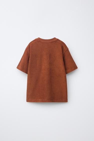 ENSEMBLE T-SHIRT ET BERMUDA RAYÉ EFFET SERVIETTE - Tabac de Zara - Image 2