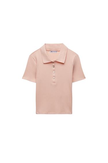 RIBBED BUTTONED POLO