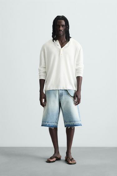 BAGGY FIT DENIM BERMUDA SHORTS - Light blue by Zara - Image 0