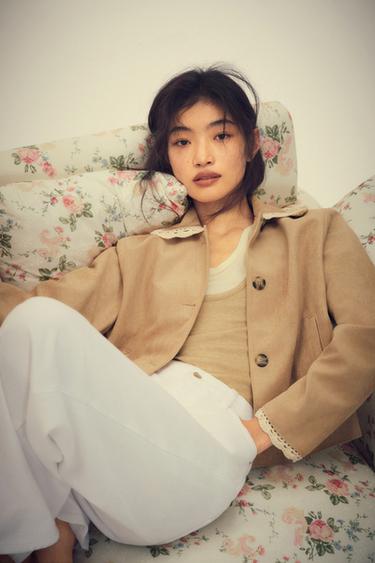 Zara 人造麂皮夾克 - 米色
