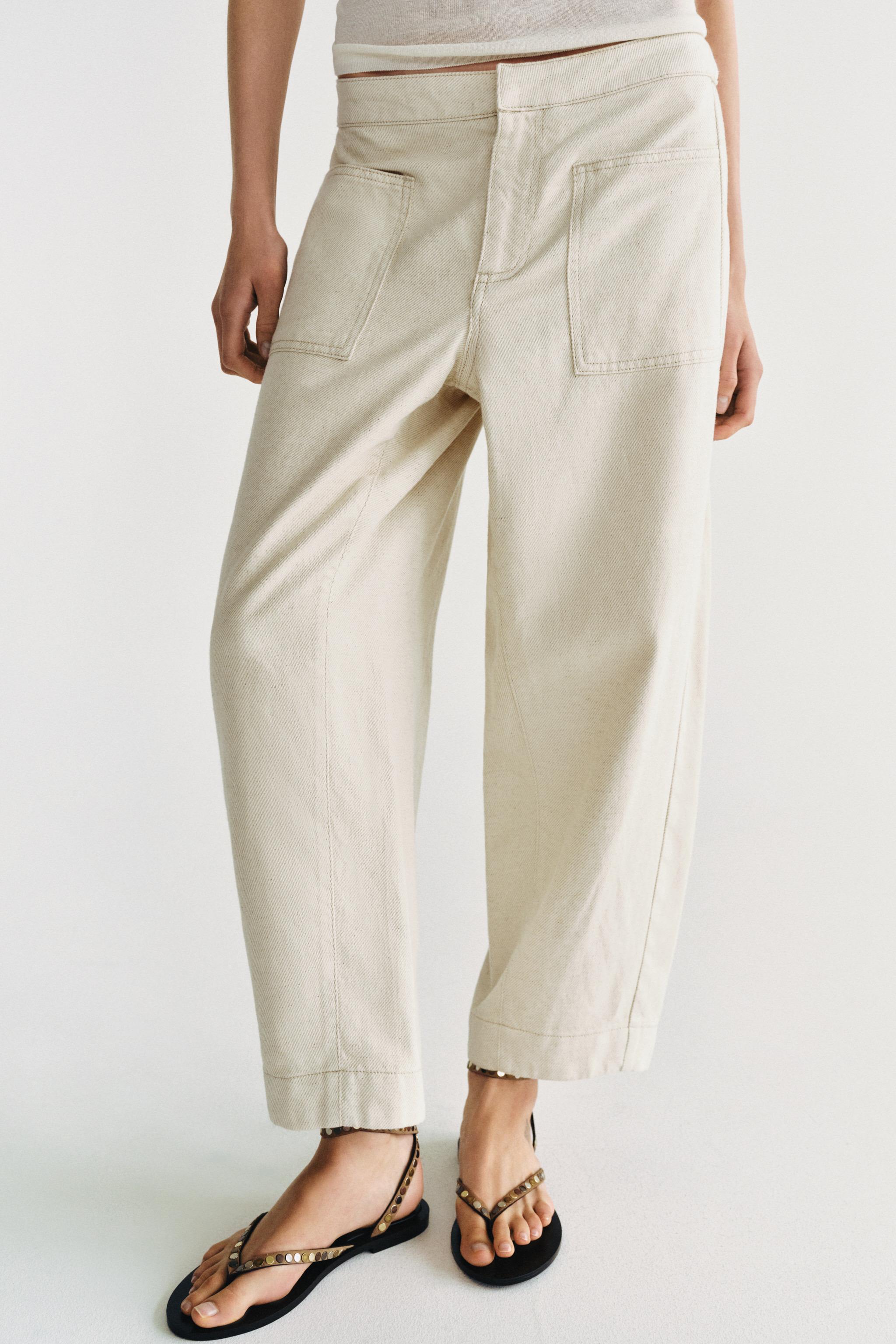 ZW COLLECTION BARREL PANTS — Ecru