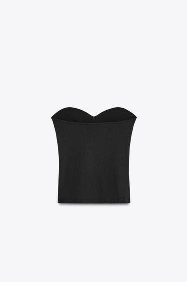 HAUT BUSTIER À TEXTURE - Noir de Zara - Image 6