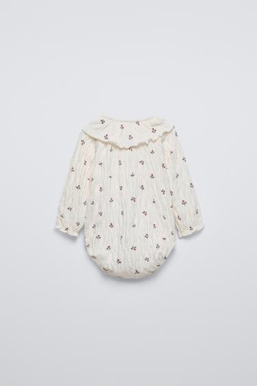 FLORAL TEXTURED BODYSUIT - Light ecru by Zara - Image 1
