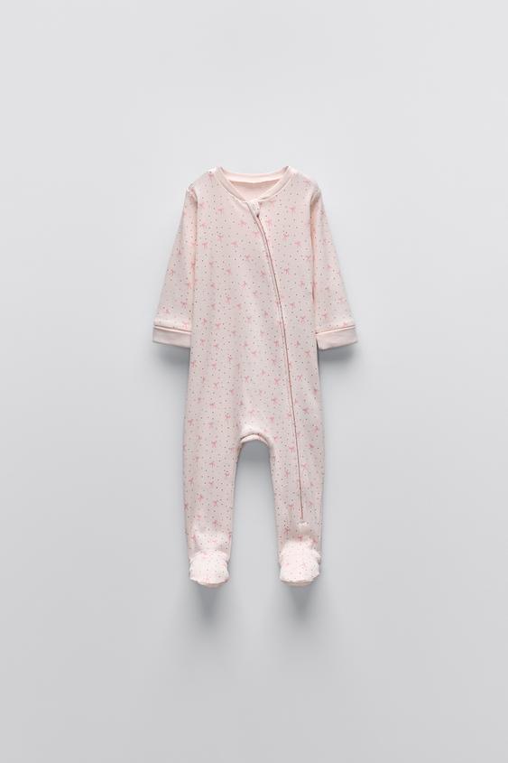 BASIC RIBBED BOW ONE PIECE PAJAMAS - Pink | ZARA Mexico