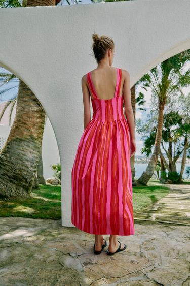 STRIPED DRESS WITH FROGGING DETAIL - Multicoloured by Zara - Image 4