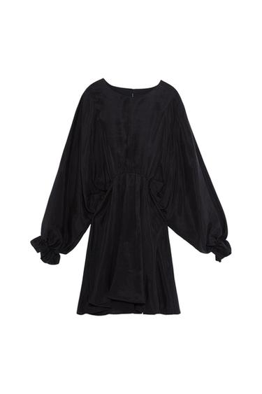 VOLUMINOUS SATIN-EFFECT DRESS