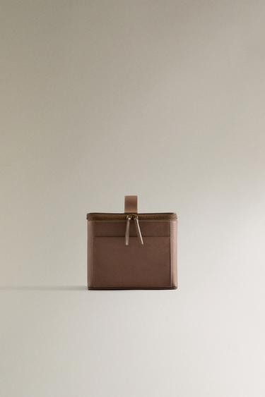 MEDIUM LEATHER WASH BAG - Brown by Zara - Image 2