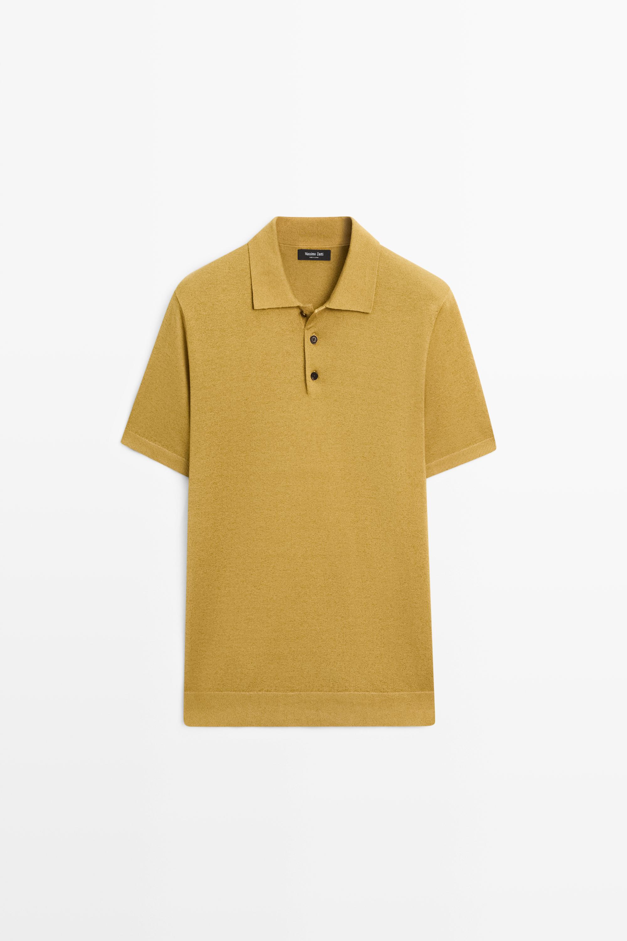 Polo en maille à manches courtes coton et lin