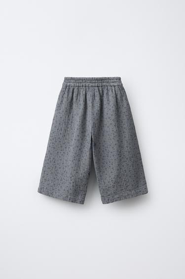 FLORAL TEXTURED CULOTTES - Greyish by Zara - Image 1